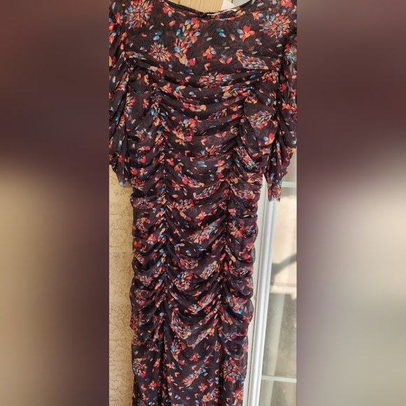 FREE PEOPLE Briella Ruched Midi-Dress - Twilight Combo‎ - Picture 5 of 9